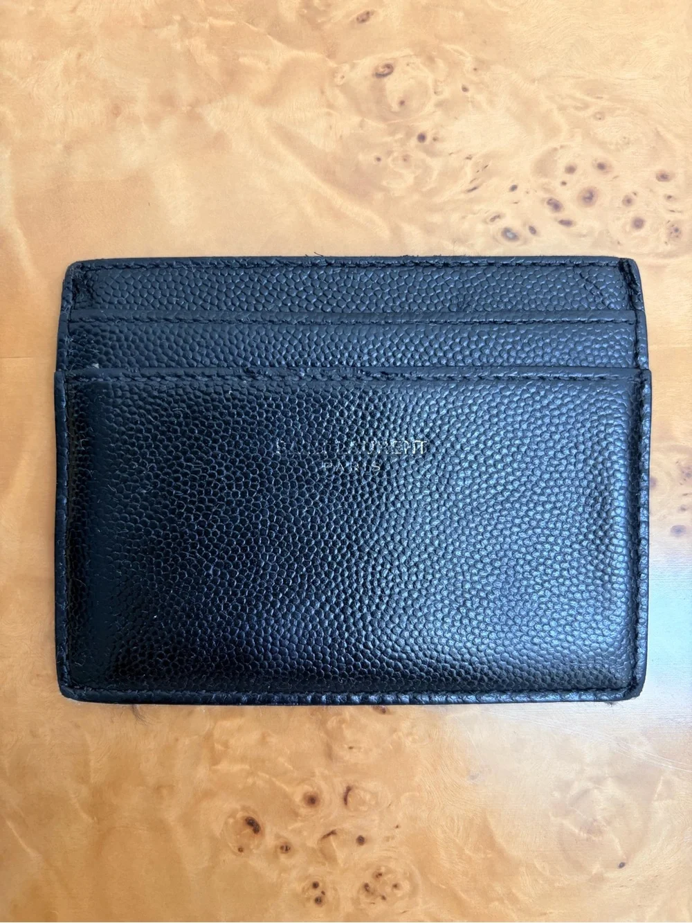 Saint Laurent Black Pebbled Leather Card Case